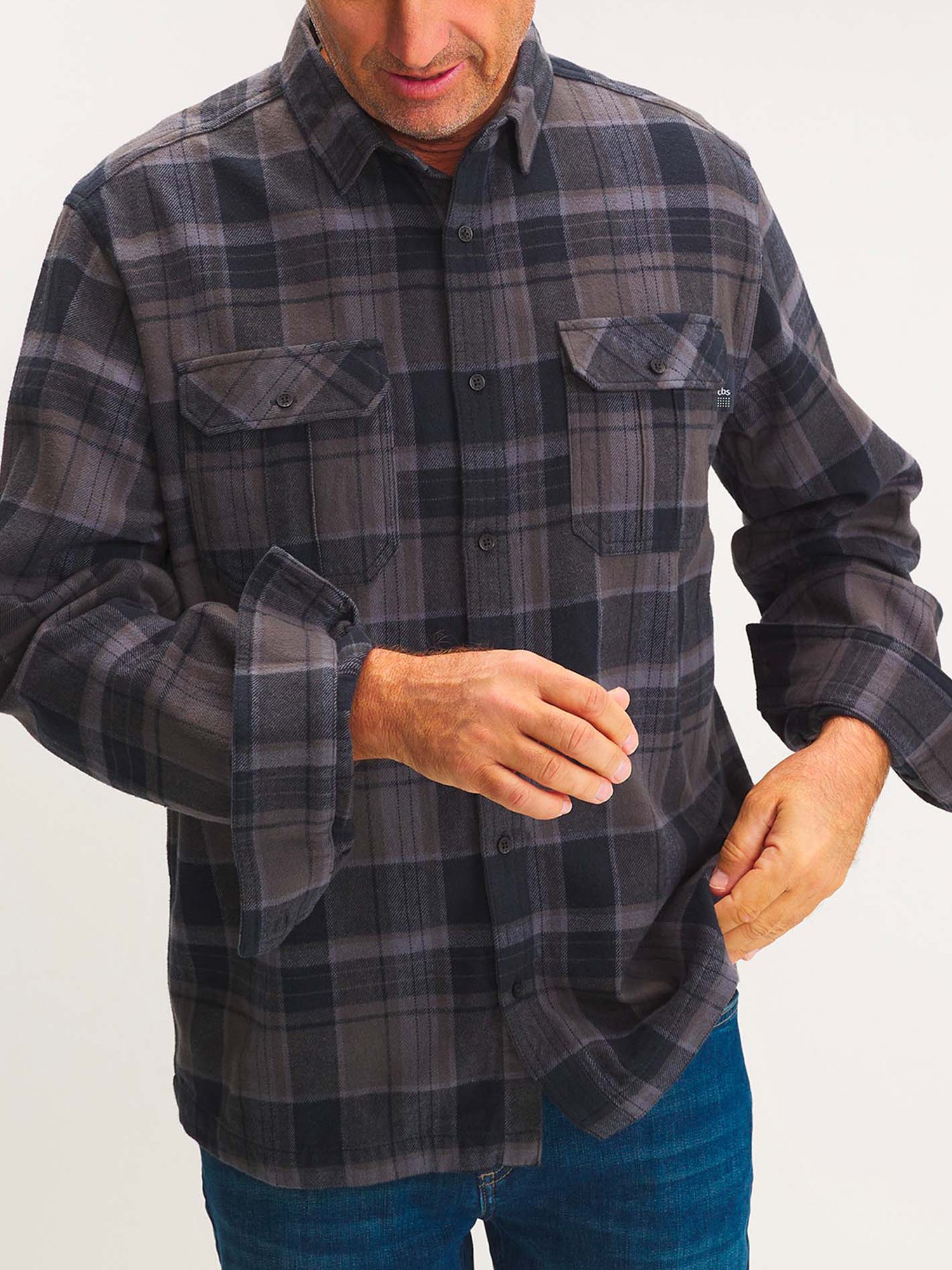 Surchemise Homme en Flanelle Carreaux Noir