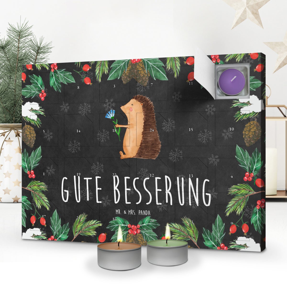 Mr. & Mrs. Panda Geurkaars Adventskalender Egelbloemen - Zwart