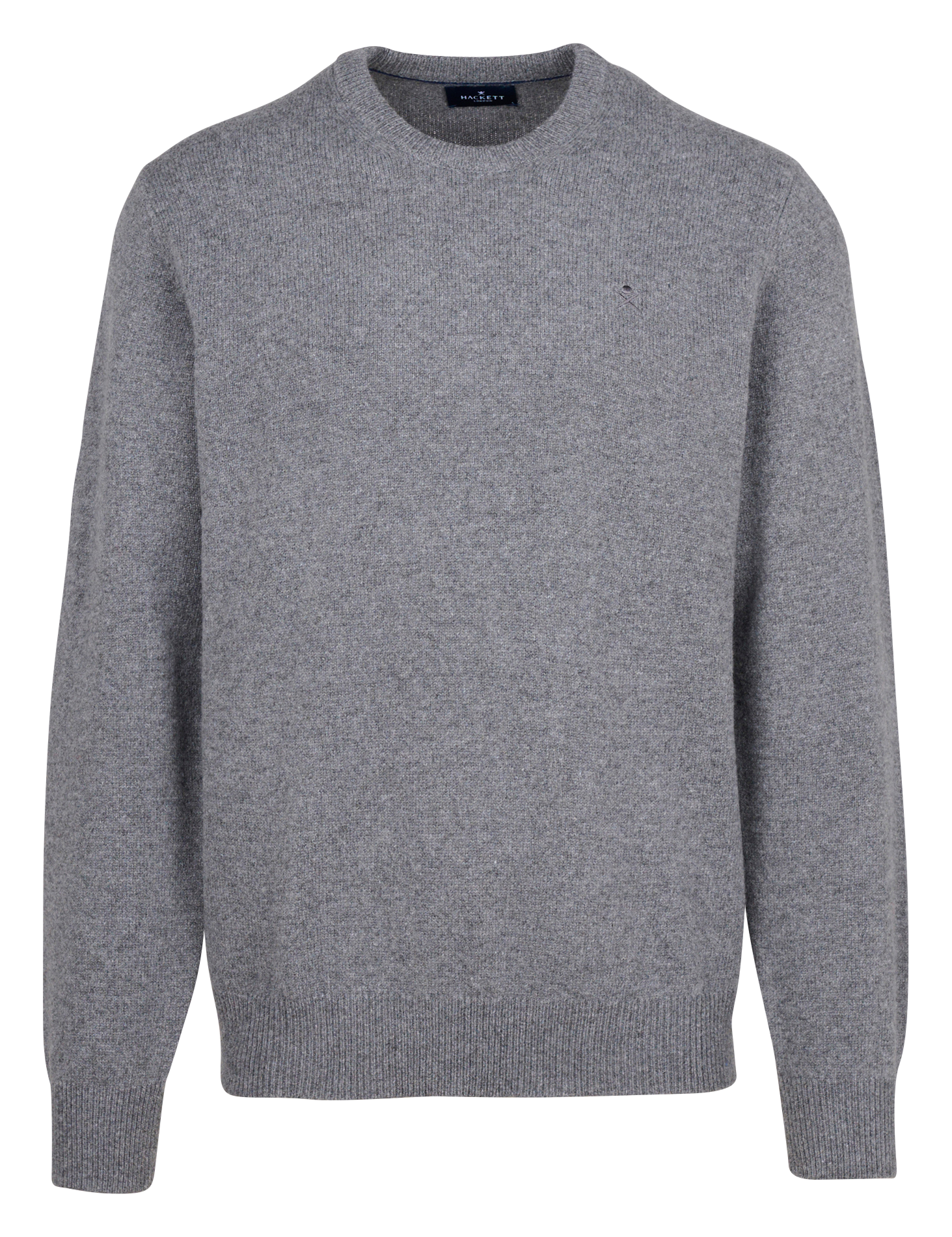Pull regular-fit col rond brodé en laine | Gris