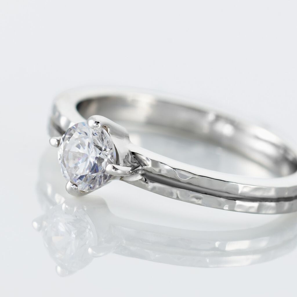 Bague Solitaire Argent Blanc Candi Oxyde De Zirconium