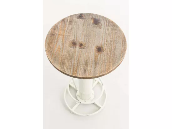 Table haute de bar - rond Ø 54 cm - Métal - Blanc antique - Ruhr
