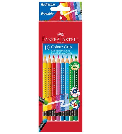 Faber-Castell Farveblyanter m. Viskel?der - Grip - 10 stk - Mult