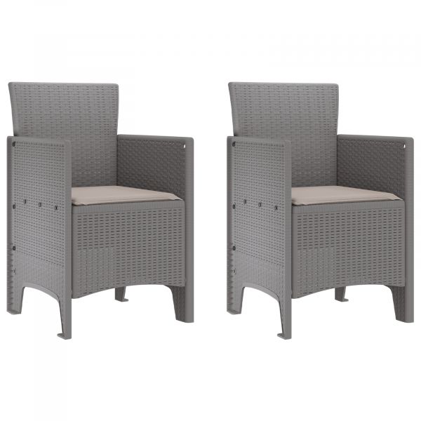 vidaXL Cadeiras de Jardim com Almofadas 2 Peças Cinza Claro Rattan Sintético - 2411822877