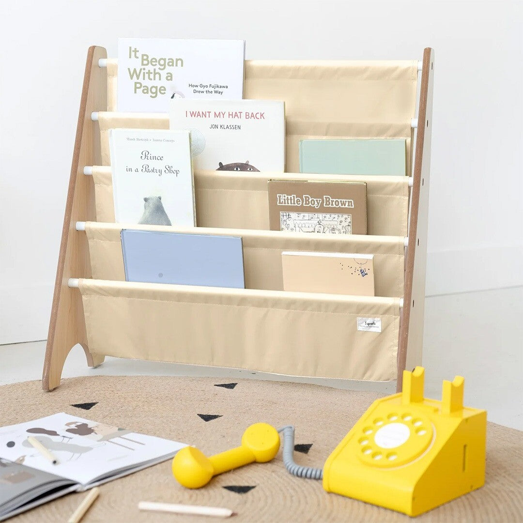 3 sprouts kinderboekenrek beige