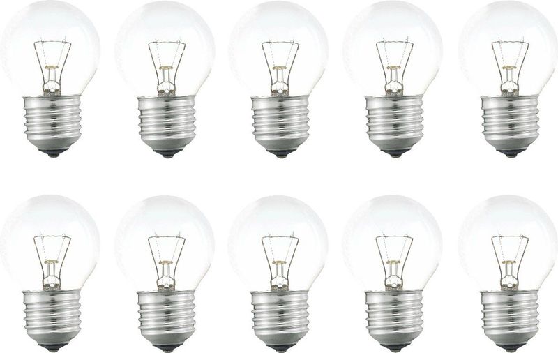 Gloeilamp - Warm Wit - Kogellamp - 10x - Grote Fitting E27 - 60W