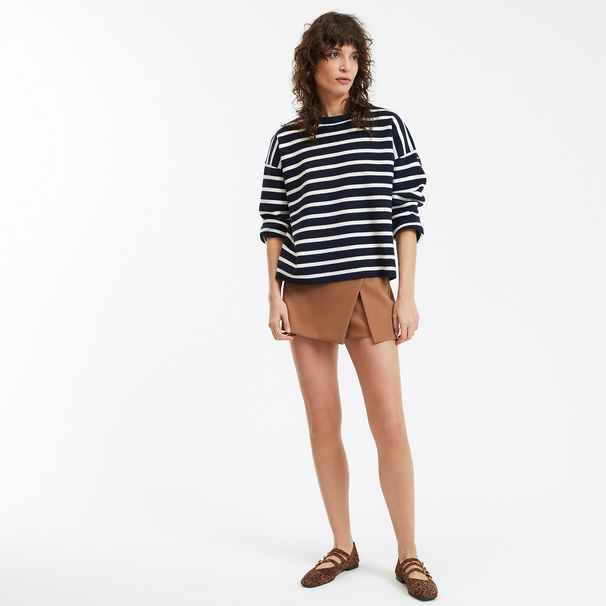 COLEÇÕES LA REDOUTE<br>Suéter listrado de gola redonda, assinatura GUILLAUME