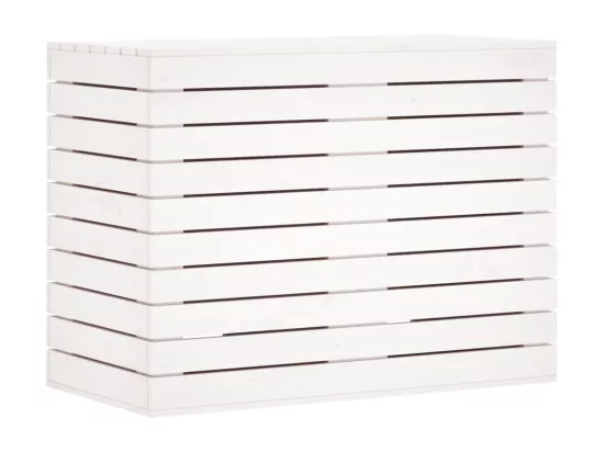 Panier à linge blanc 88,5x44x66 bois massif de pin