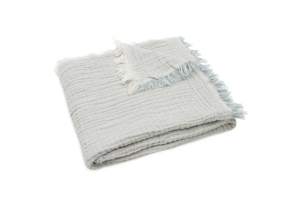 hydrofiele wiegdeken Fringe Stripe Sea Green/Ivory