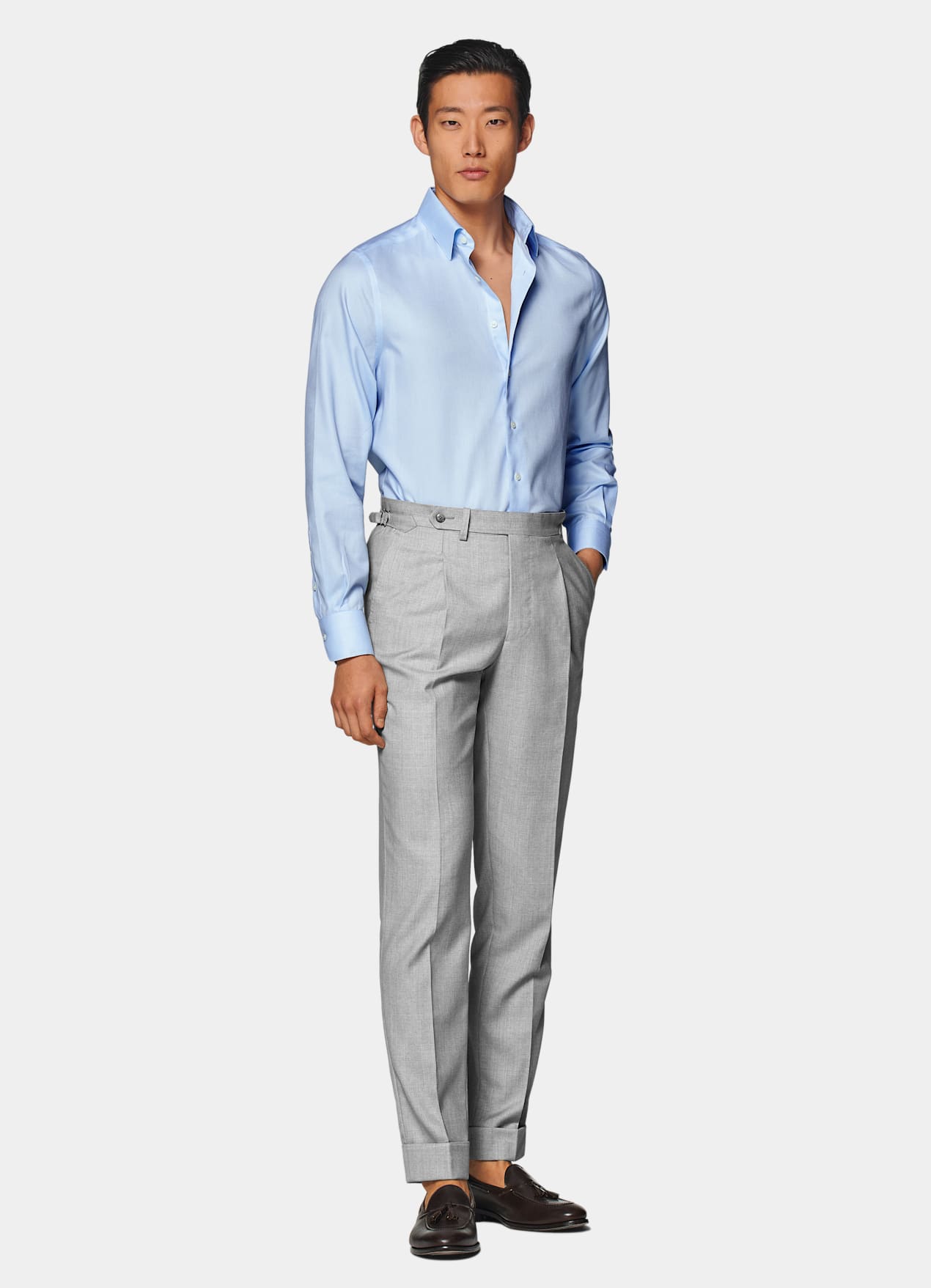 Chemise coupe ajustée en oxford bleue