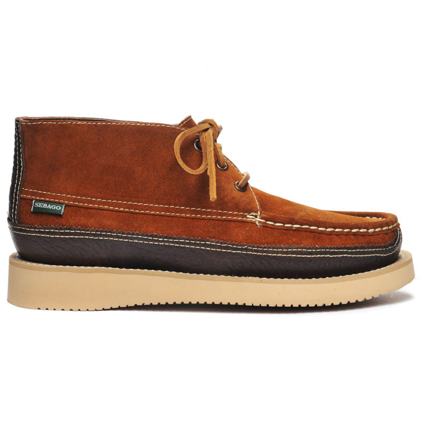 MAKWA SUEDE CANOE MOC TUMBLED DARK BROWN MILITARY-Mocassin en cuir pour homme