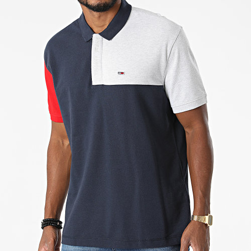 Polo Manches Courtes Colorblock 1333 Bleu Marine Gris Chiné