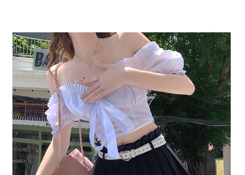 Notica - Set: Hoge taille effen accordeon geplooide mini A-lijn skort + riem