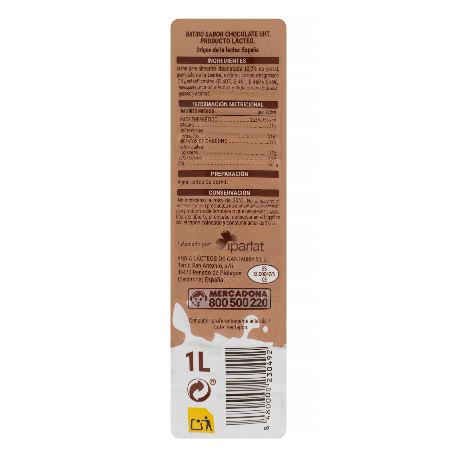 Milkshake au chocolat Hacendado