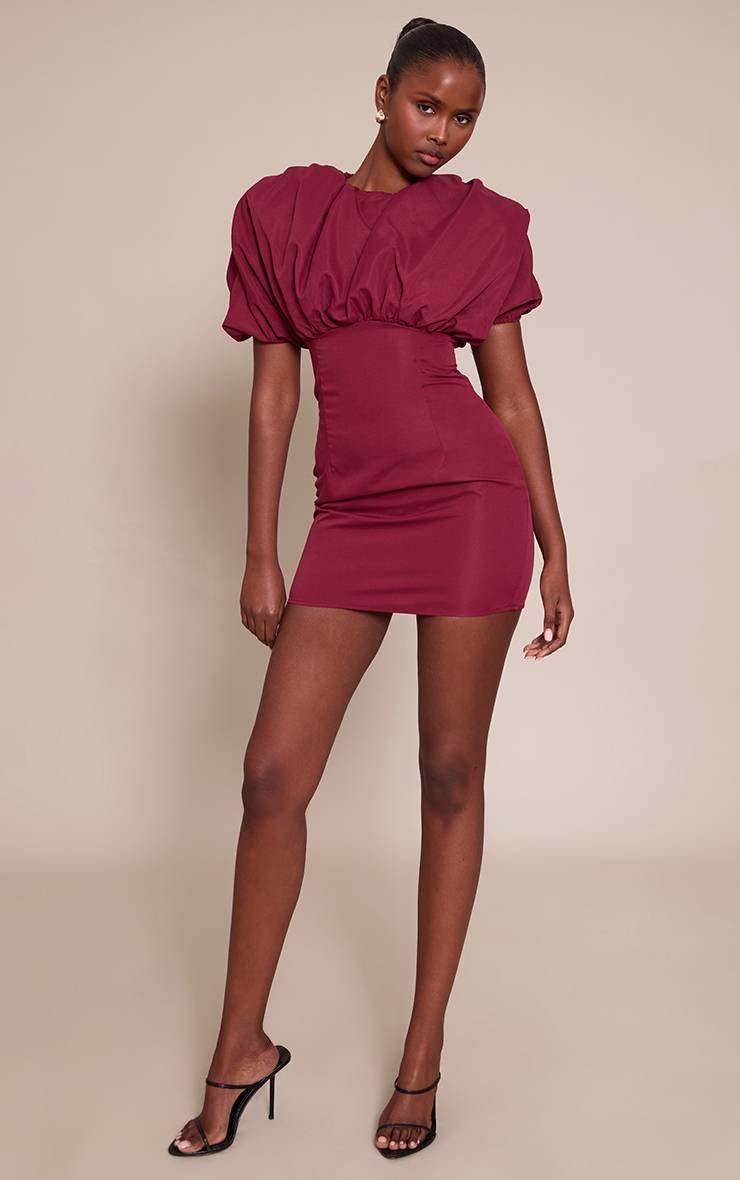 Prune Robe Moulante À Détails Bouffants