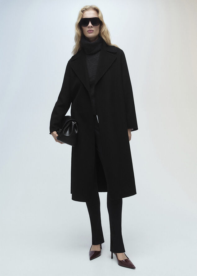 MANGO Belt handmade coat Black