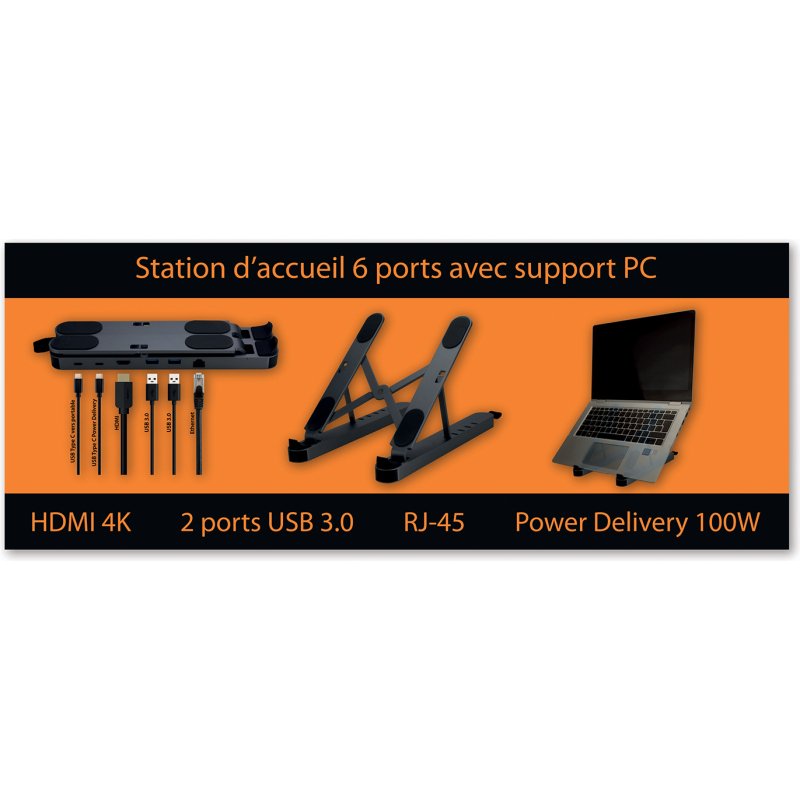 MCL Station d'accueil 6 ports avec support PC