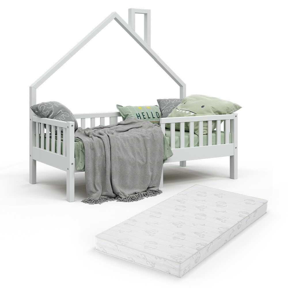 VitaliSpa Hausbett Kinderbett Spielbett Noemi 80x160cm inkl. Matratze weiß