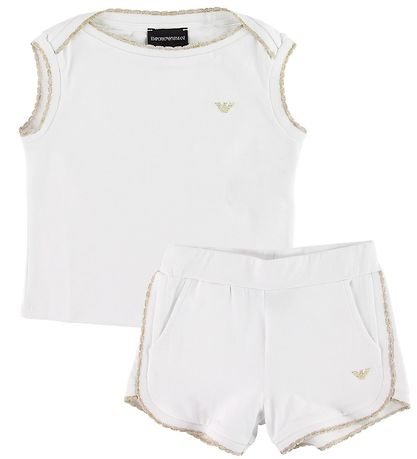 Emporio Armani Set - T-Shirt/Shorts - Weiß m. Goldglitzer