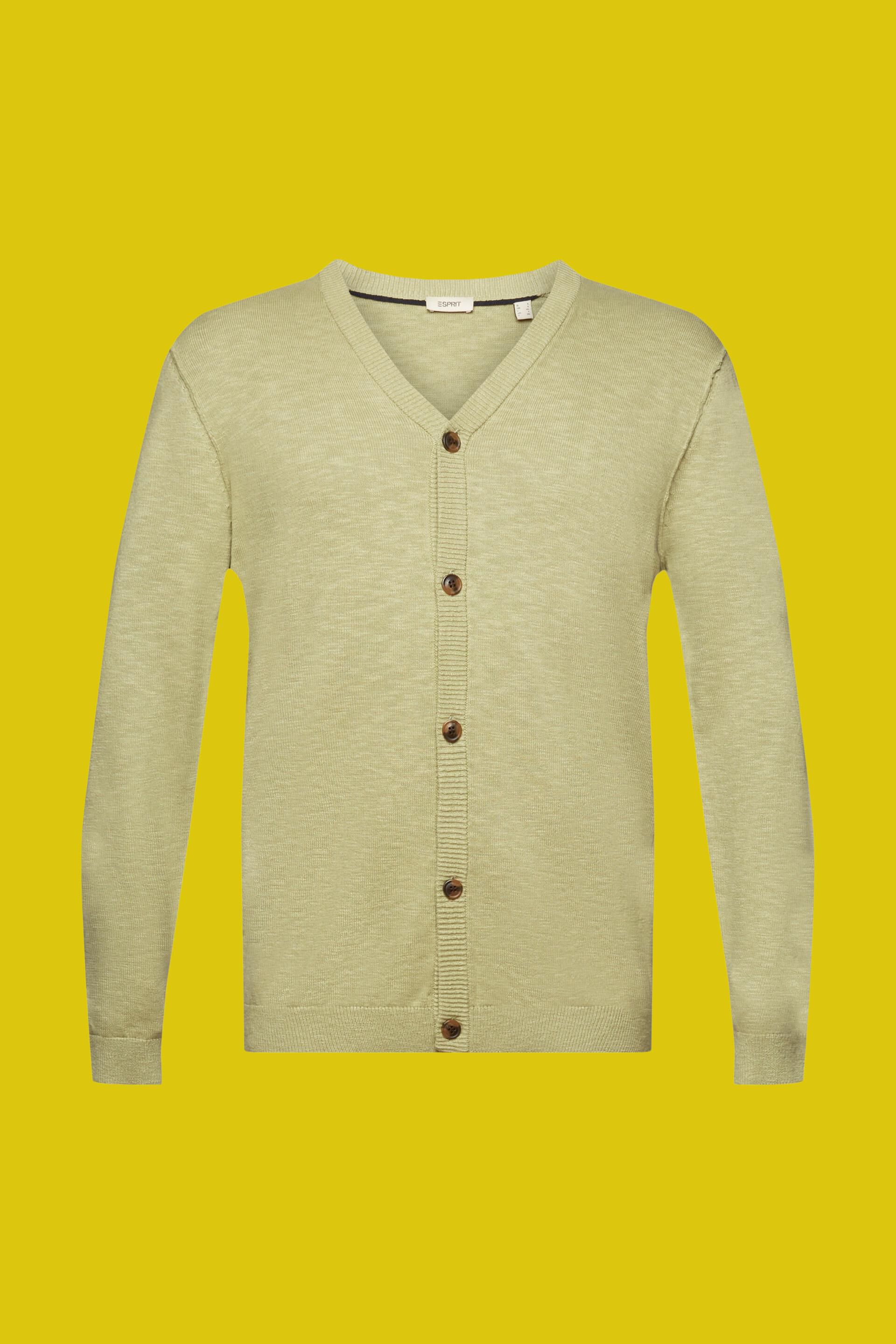 Cardigan à encolure en V, dans un mélange de coton et de lin