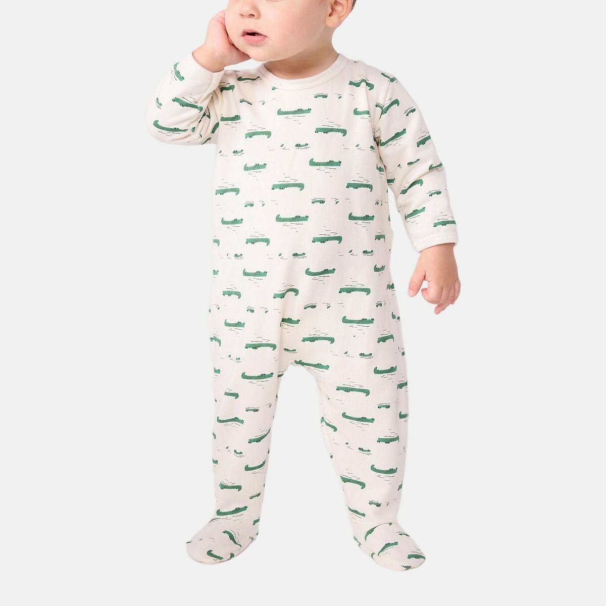 PETIT BATEAU<br>Pijama de bebê em fleece escovado com estampa e abertura nas costas