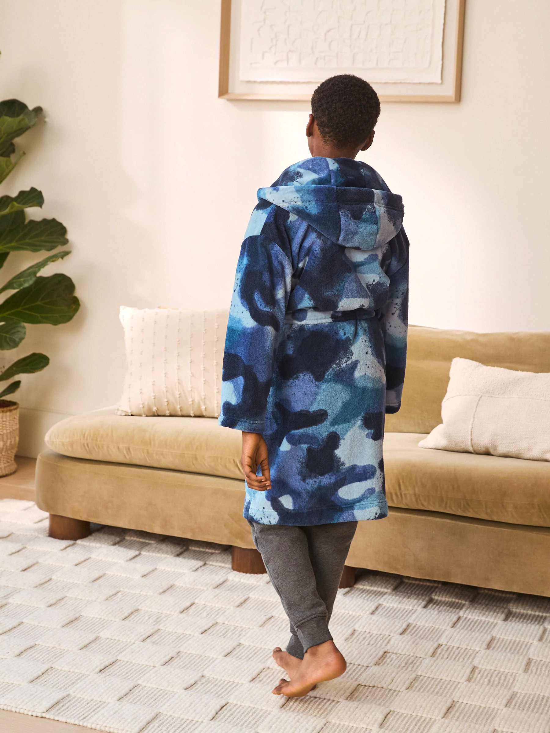 Blauwe camouflage spray - Damesbadjas (3-16jaar)