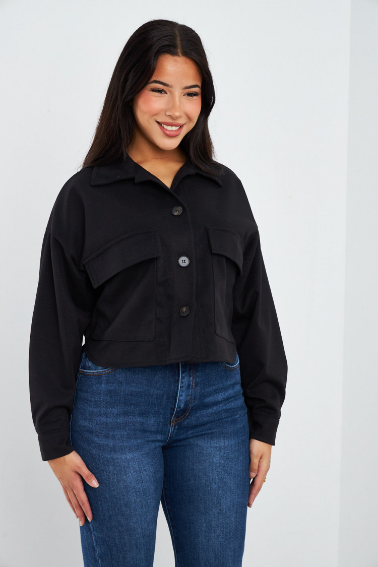 Veste courte noire en suédine