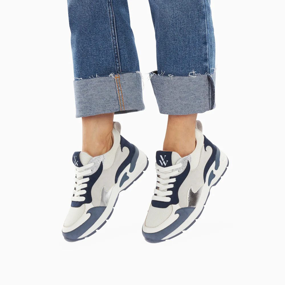 Sneakers-Baskets flamme Arya gris et bleu