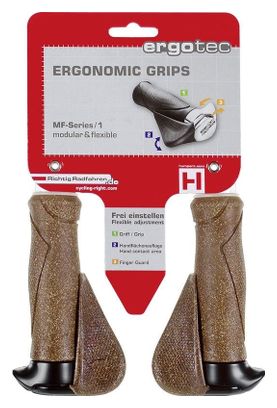 ERGOTEC Grips Mf1 Cork / Aluminium 130 130 Mm - Marron / Noir