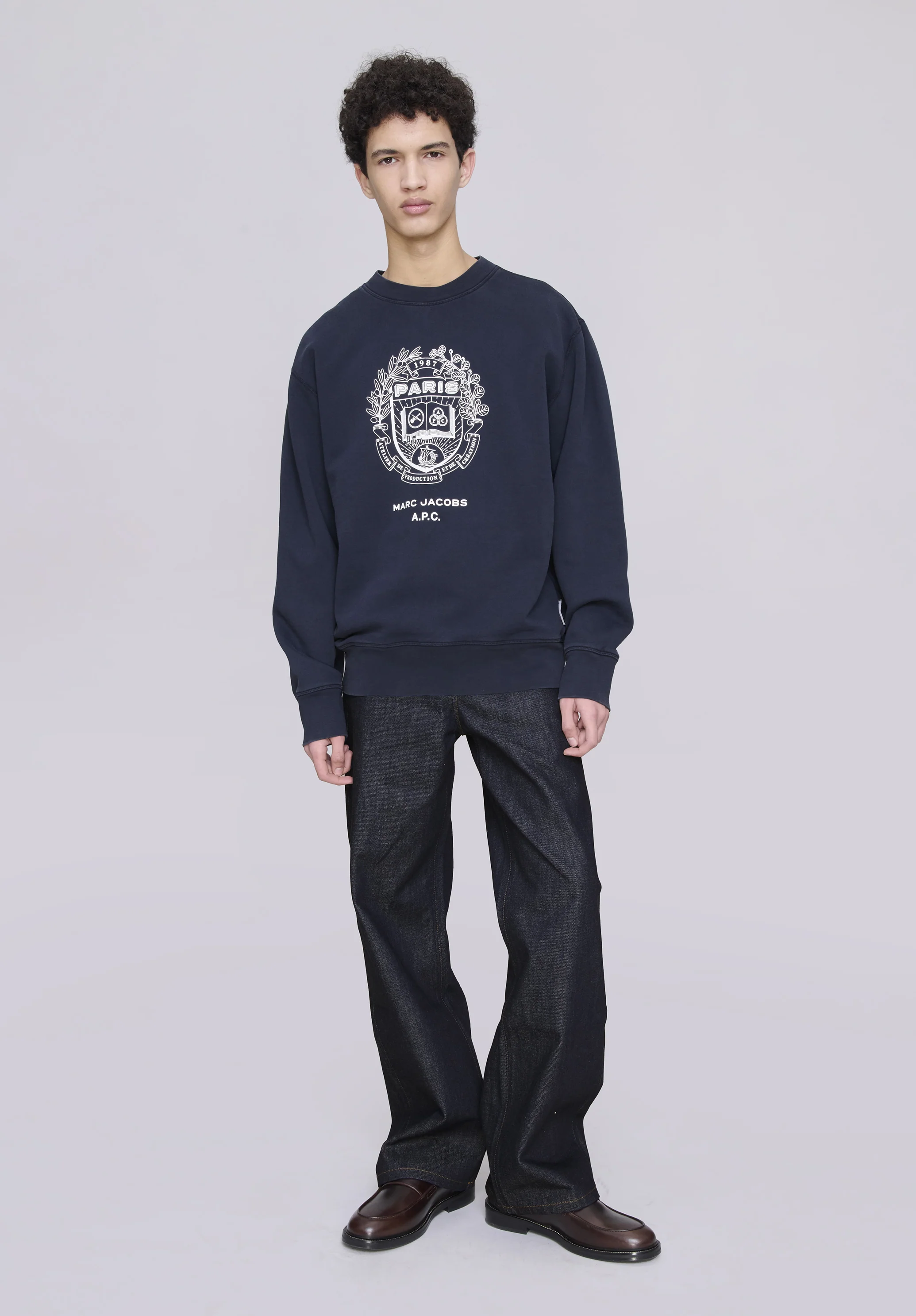 boxy fit crewneck paris - Dark navy