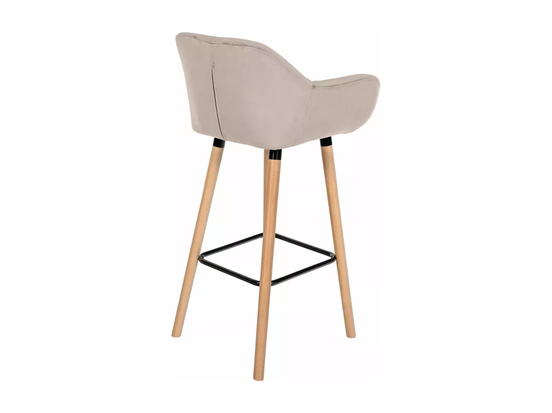 Lot de 2 Tabouret de bar - Velours - Crème - Grant