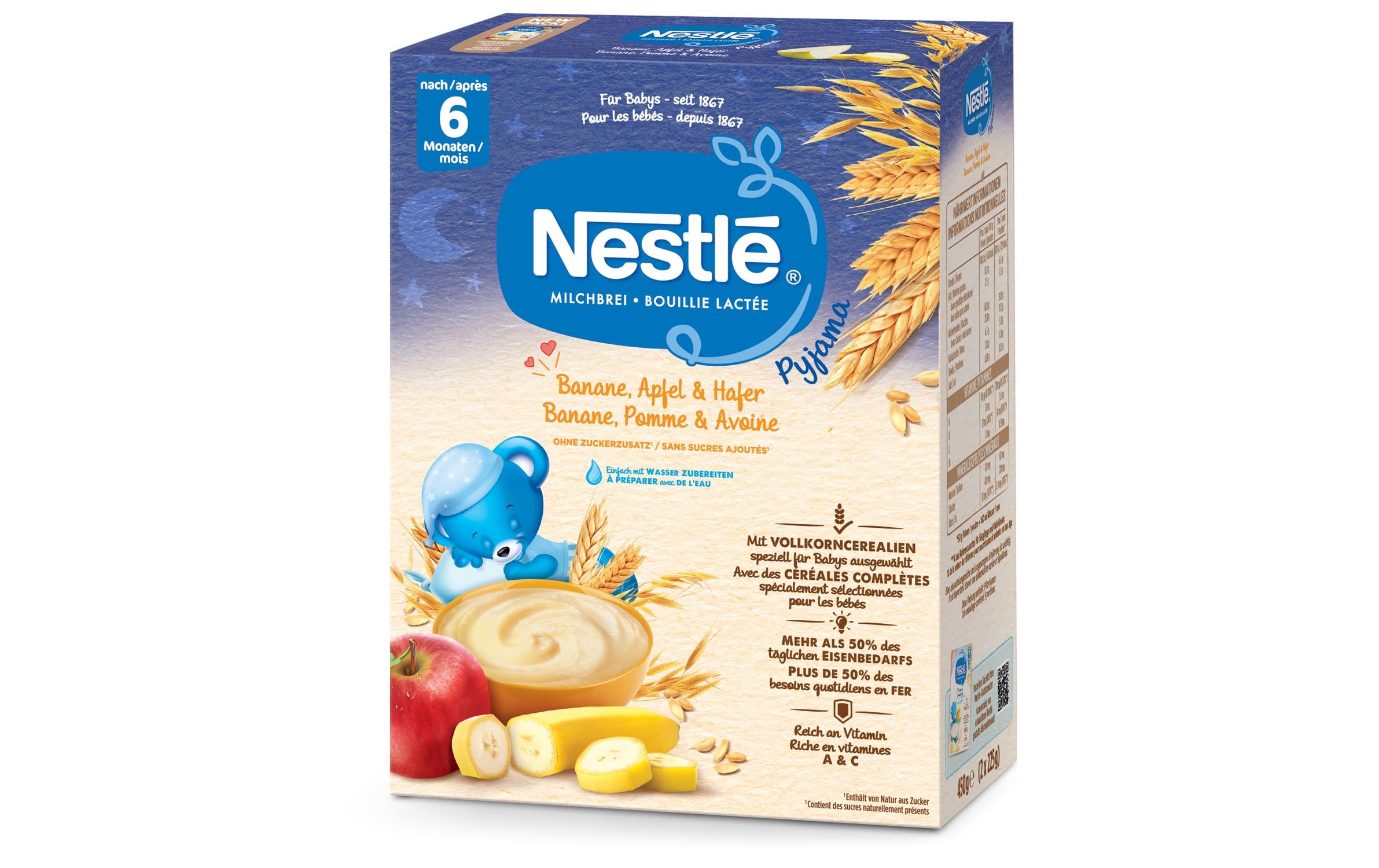 Milchbrei Baby Cereals Pyjama Banane Apfel Hafer 450 gGetreidebeikost