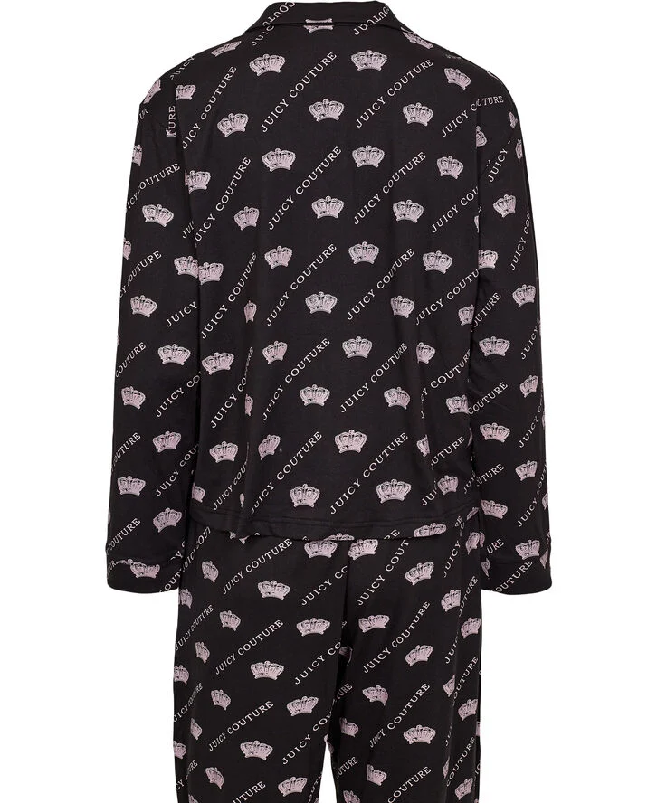 Juicy Couture ESTELLE & NOLAN PYJAMA SET Pink & black crown print