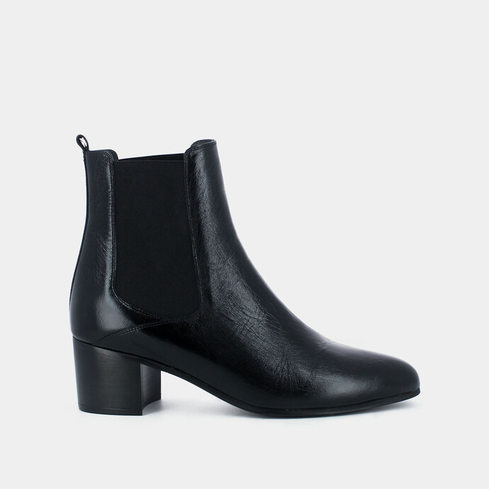 Bottines à talons  en cuir vieilli noir