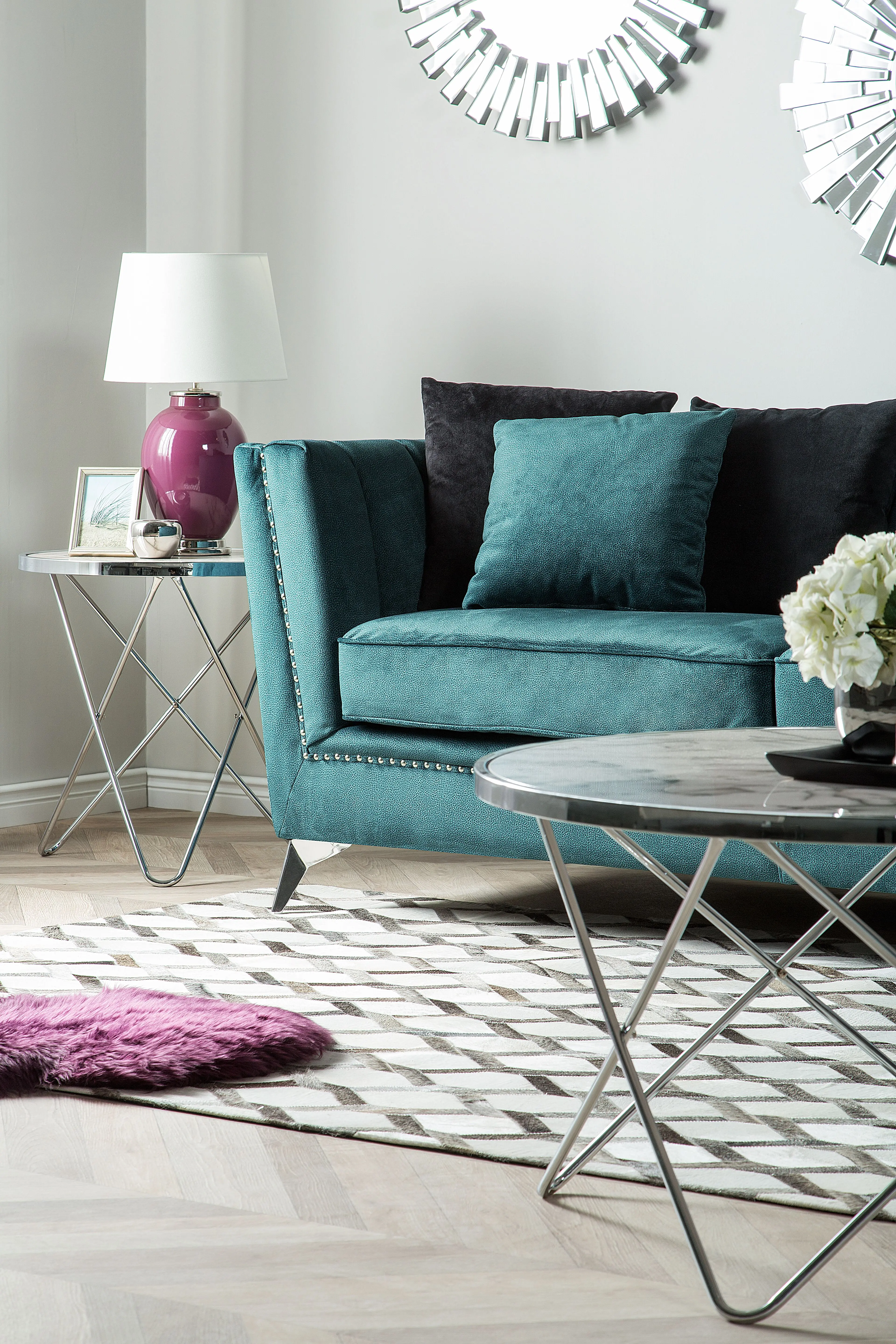 Bank 2-zits GAULA Fluweel Groenblauw