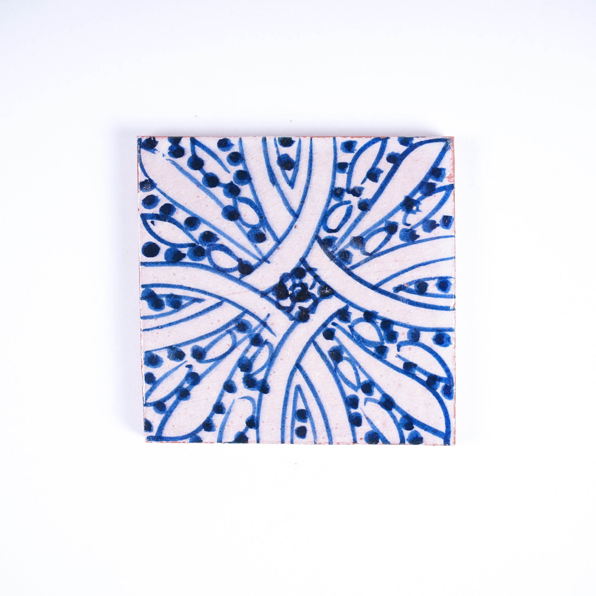 handglasierte Kachel 'universal', blau/weiß, L 10 cm, B 10 cm, H 1cm von fischer's lagerhaus