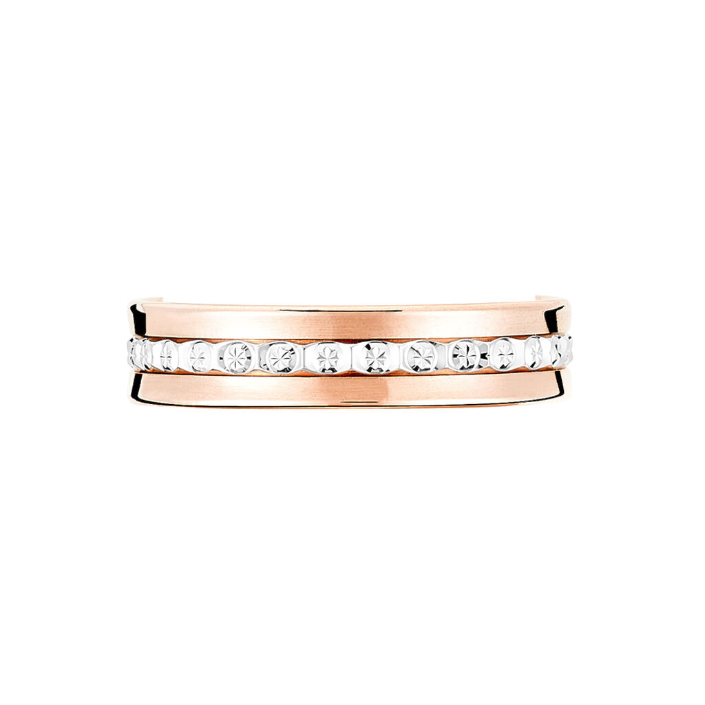 Alliance Fantaisie Diamantee Ruban Plat Or Bicolore