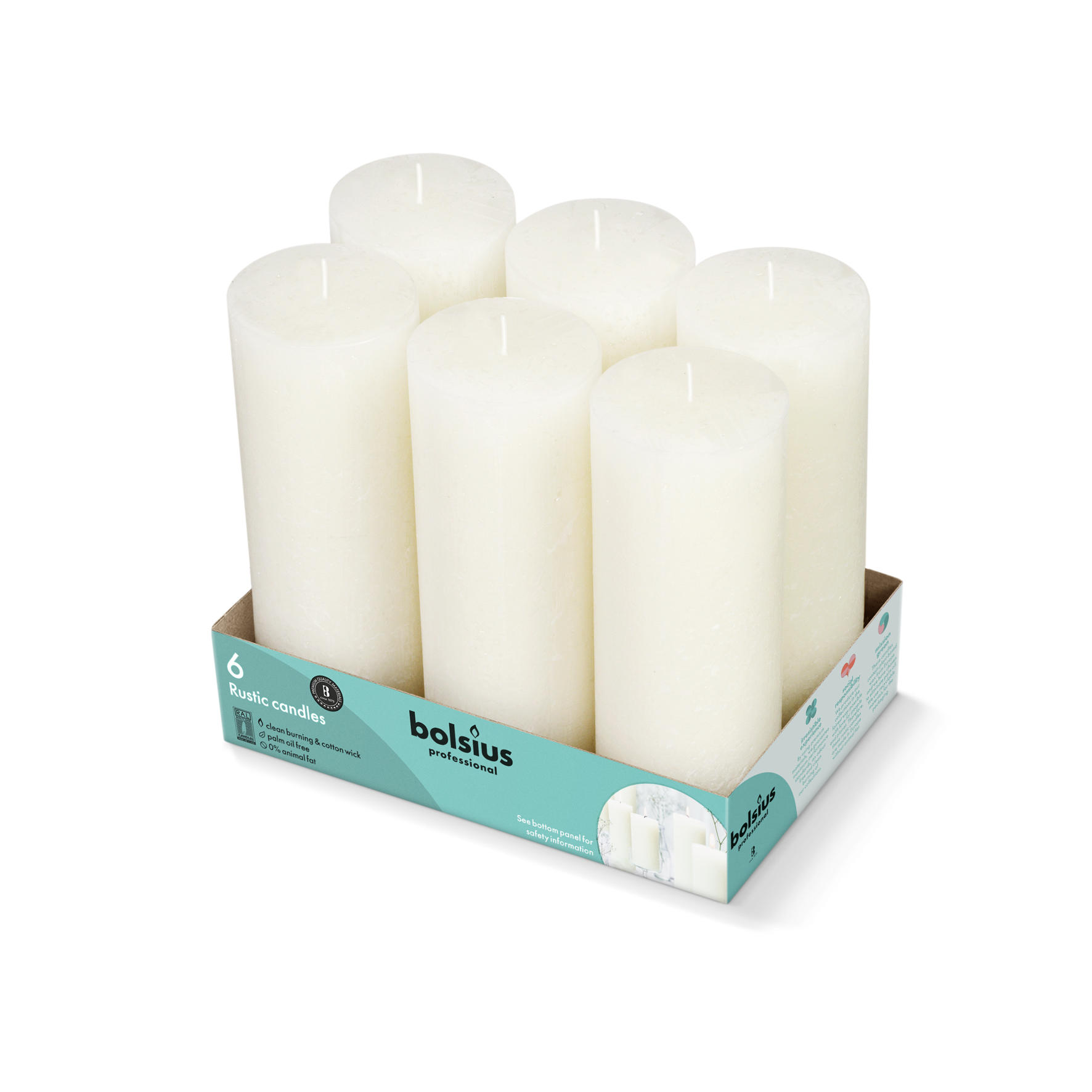 Bolsius Stompkaars Rustiek Tray 6  Zacht Paarl (1 stuk);Bolsius Stompkaars Rustiek Tray 6 Zacht Paarl (1 stuk)