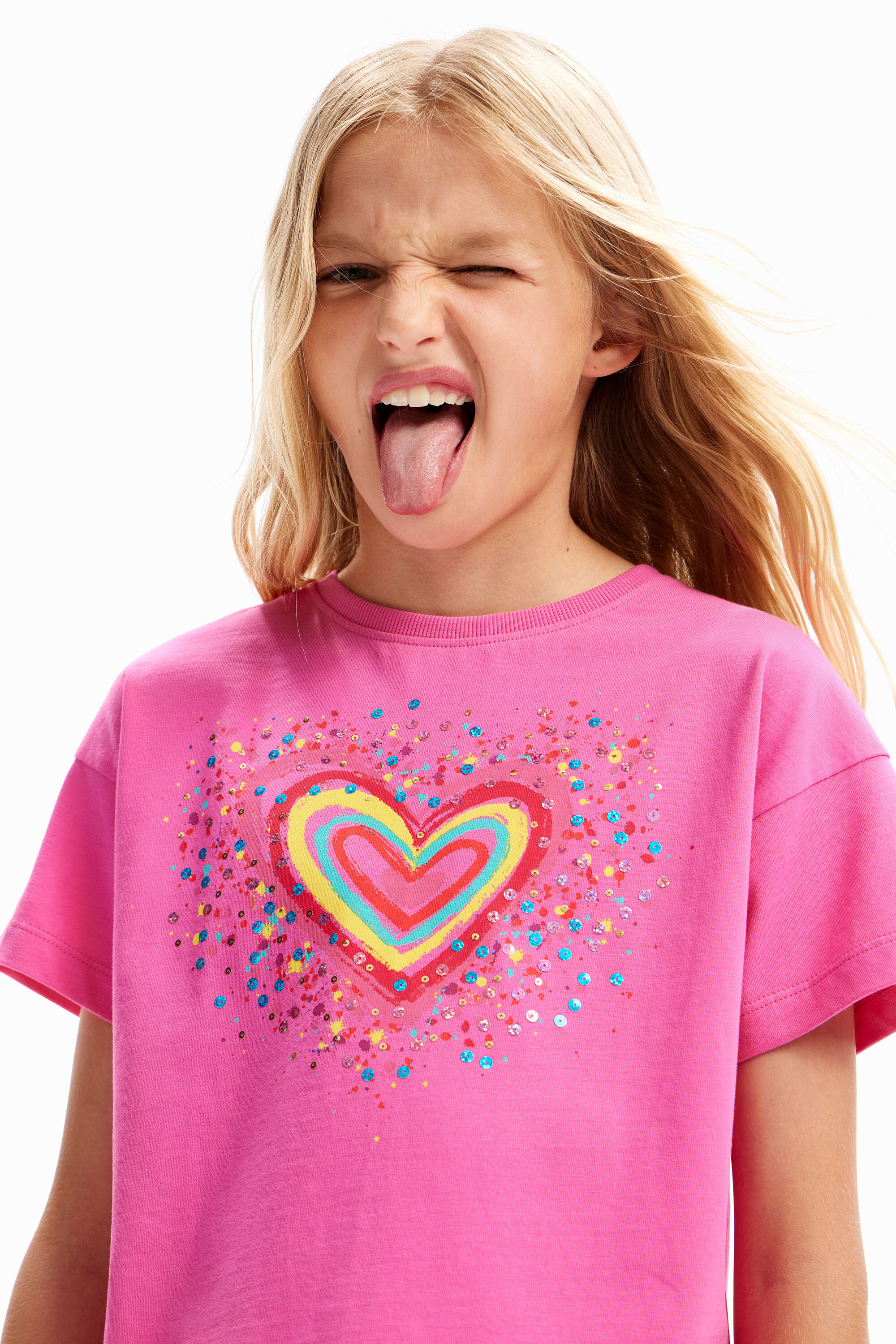 T-shirt cœur paillettes