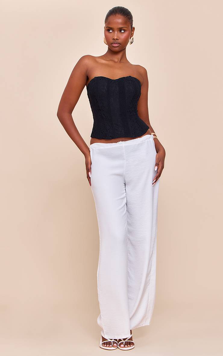 Noir Top Corset Bandeau À Baleines En Dentelle