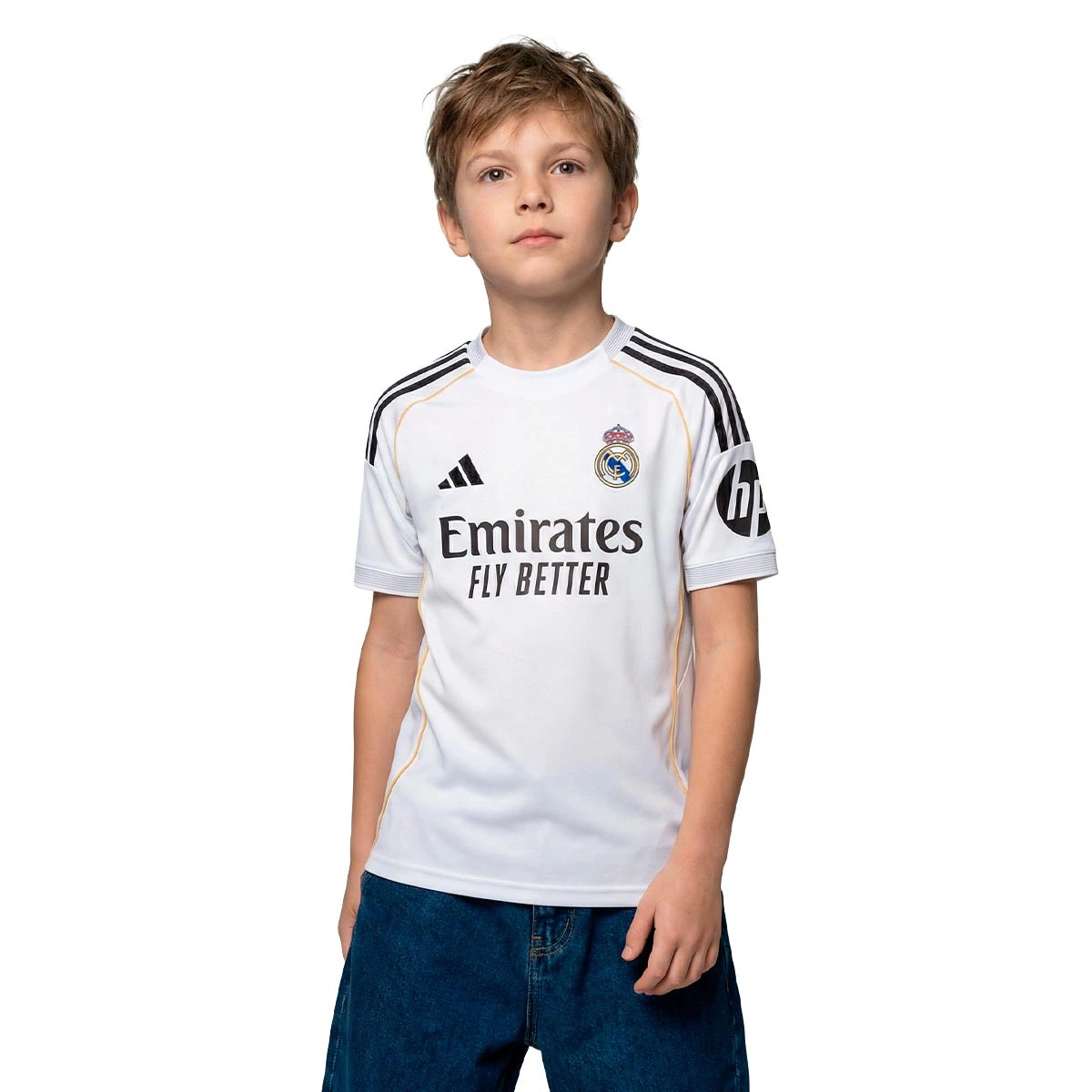 Camisola adidas Real Madrid Primeiro Equipamento 2025-2026 Criança Carvajal + Emblema