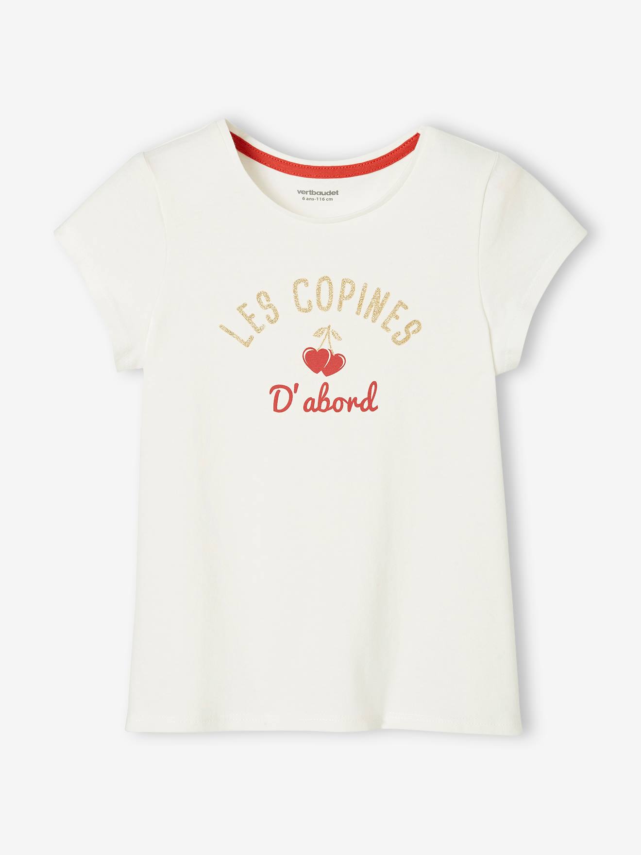 Camiseta com mensagem, para menina, verde pinho