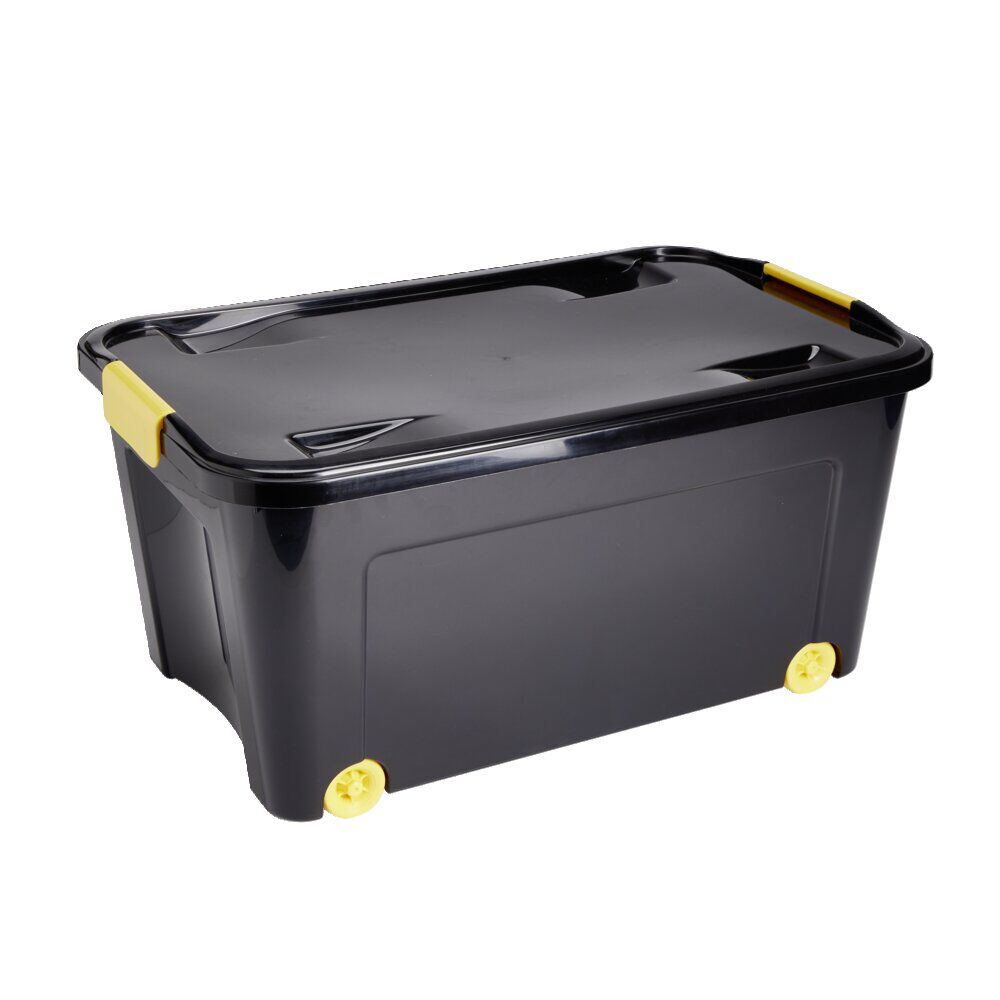 Box de rangement brico 43L à roulettes et couvercle à clip 59,3x38xH29cm