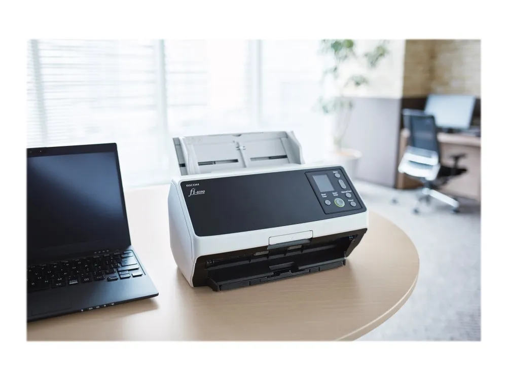 Ricoh fi-8190 - Dokumentscanner - Dual CIS - Duplex - 216 x 355.6 mm - 600 dpi x 600 dpi - op til 90 ppm (mono) / op til 90 ppm (farve) - ADF (100 ark) - op til 13000 scanninger pr. dag - USB 3.2 Gen 1, Gigabit LAN