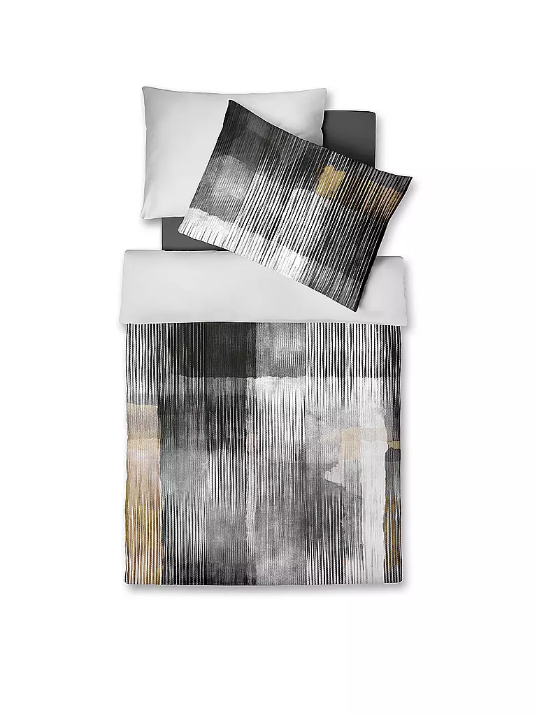FLEURESSE Satin Bettwäsche MODERN ART 70x90cm/140x200cm Silver grau