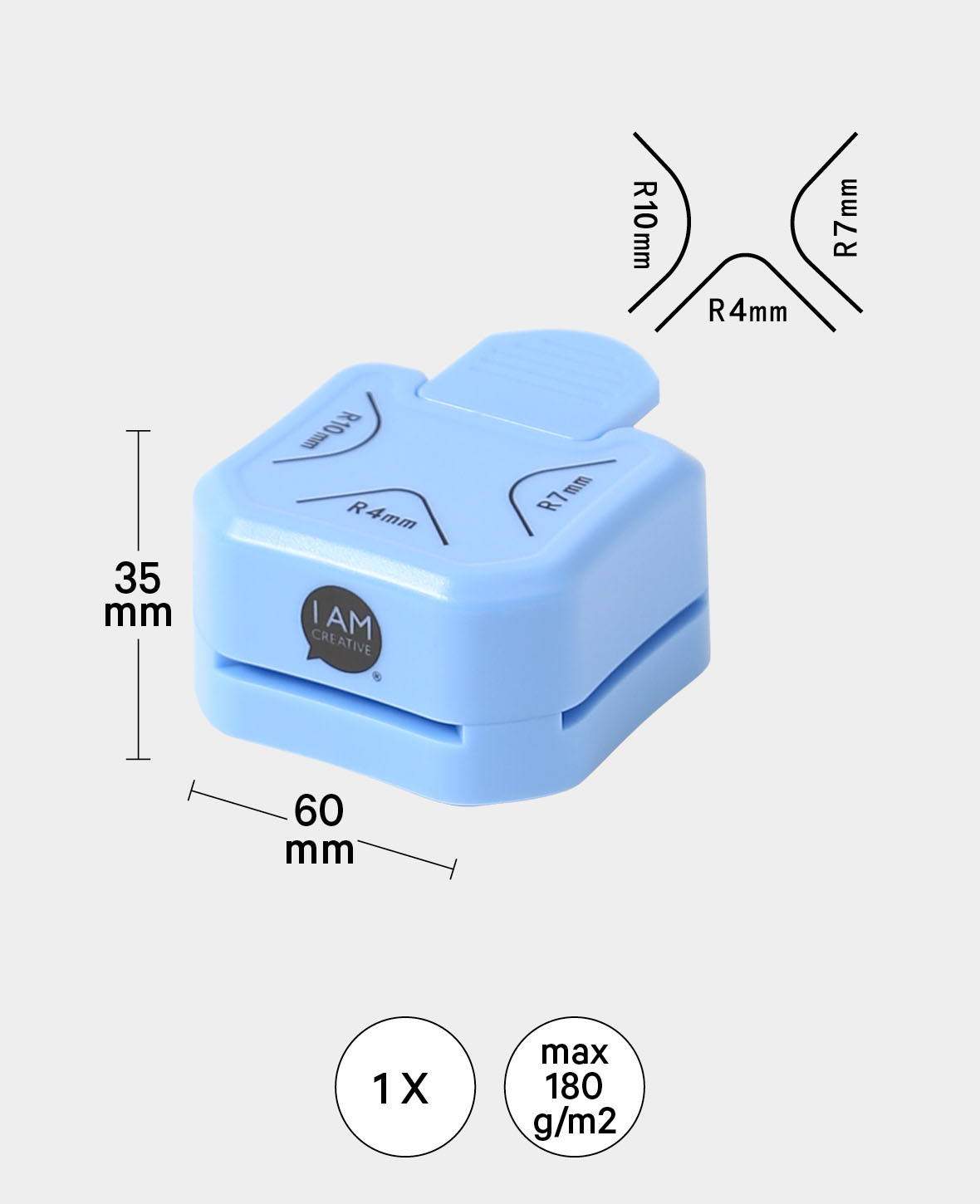 Eckstanzer mit 3 Rundungen für DIY Basteln - Blau
