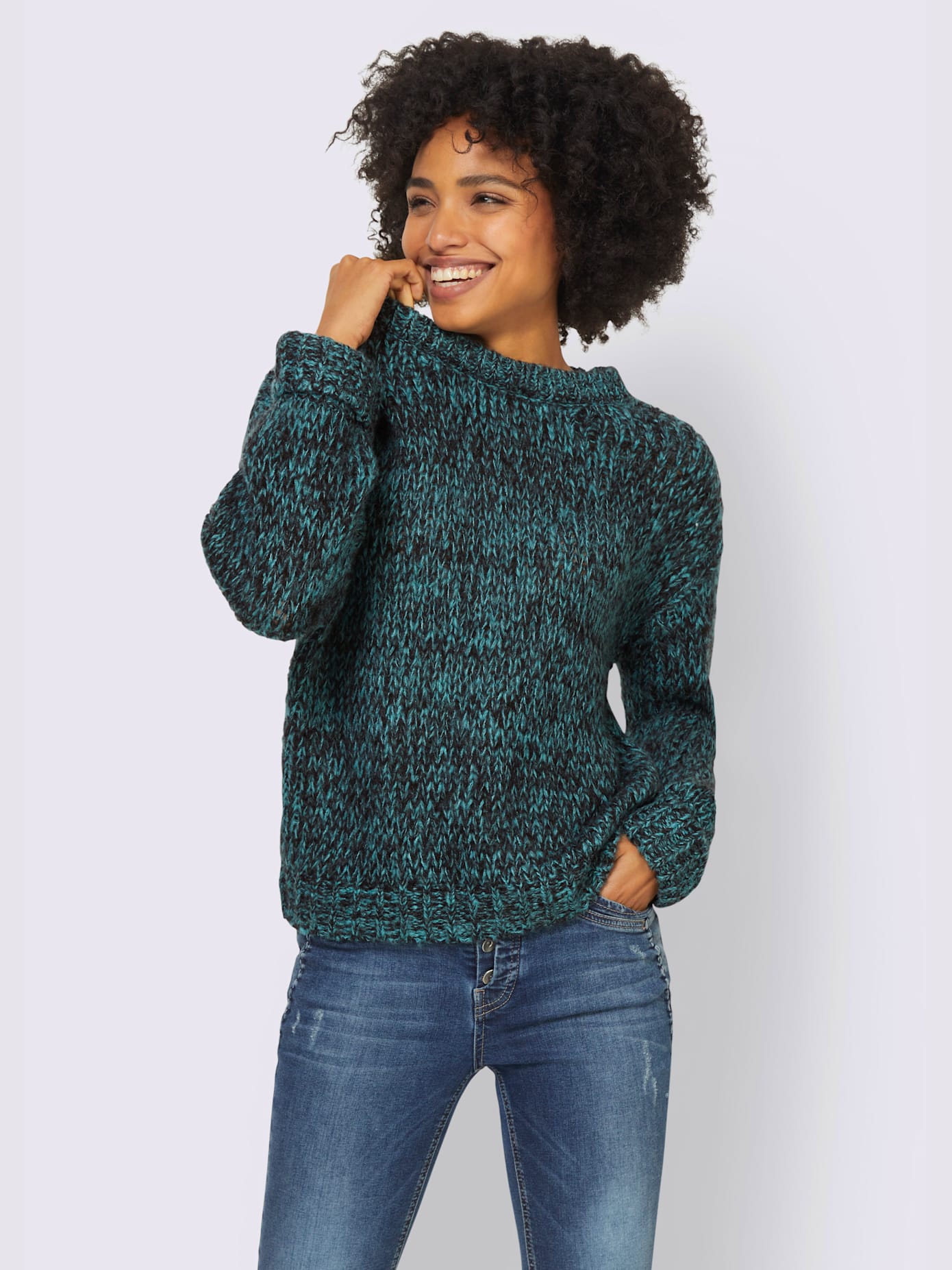 Pull aspect chiné à deux couleurs