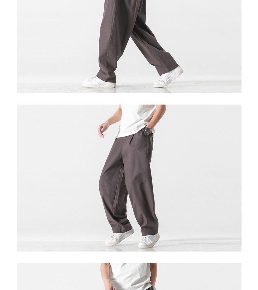 Lefitt - Hoge taille effen linnen wijde broek