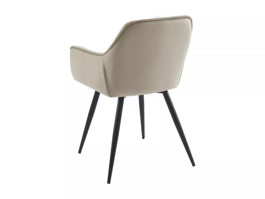 Lot de 2 chaises avec accoudoirs en velours et métal noir - Beige - MOBELIA de Pascal Morabito