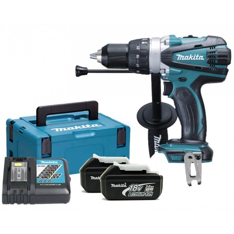 Makita DHP458RFJ 18V Li-ion accu klopboor-/schroefmachine set (2x 3.0Ah) in Mbox