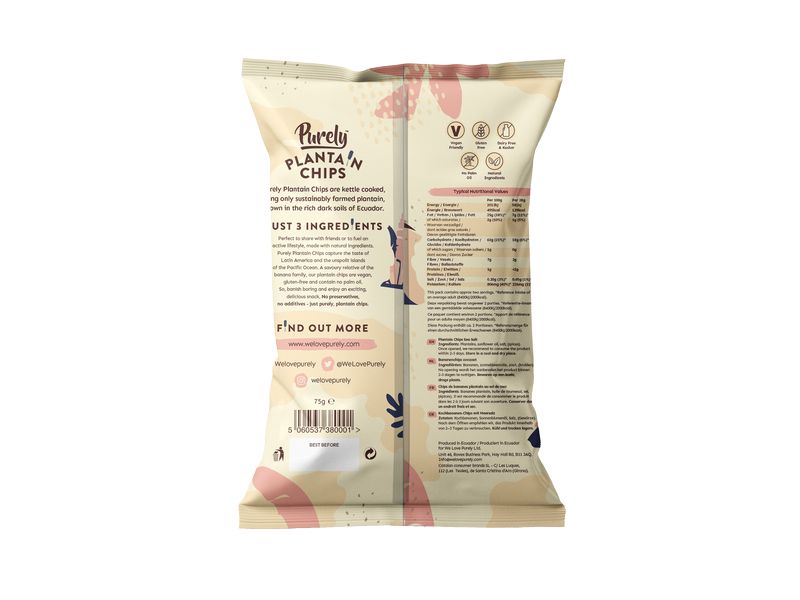 Purley Kochbananenchips Sea Salt 75 g Knusprige, salzige Scheiben